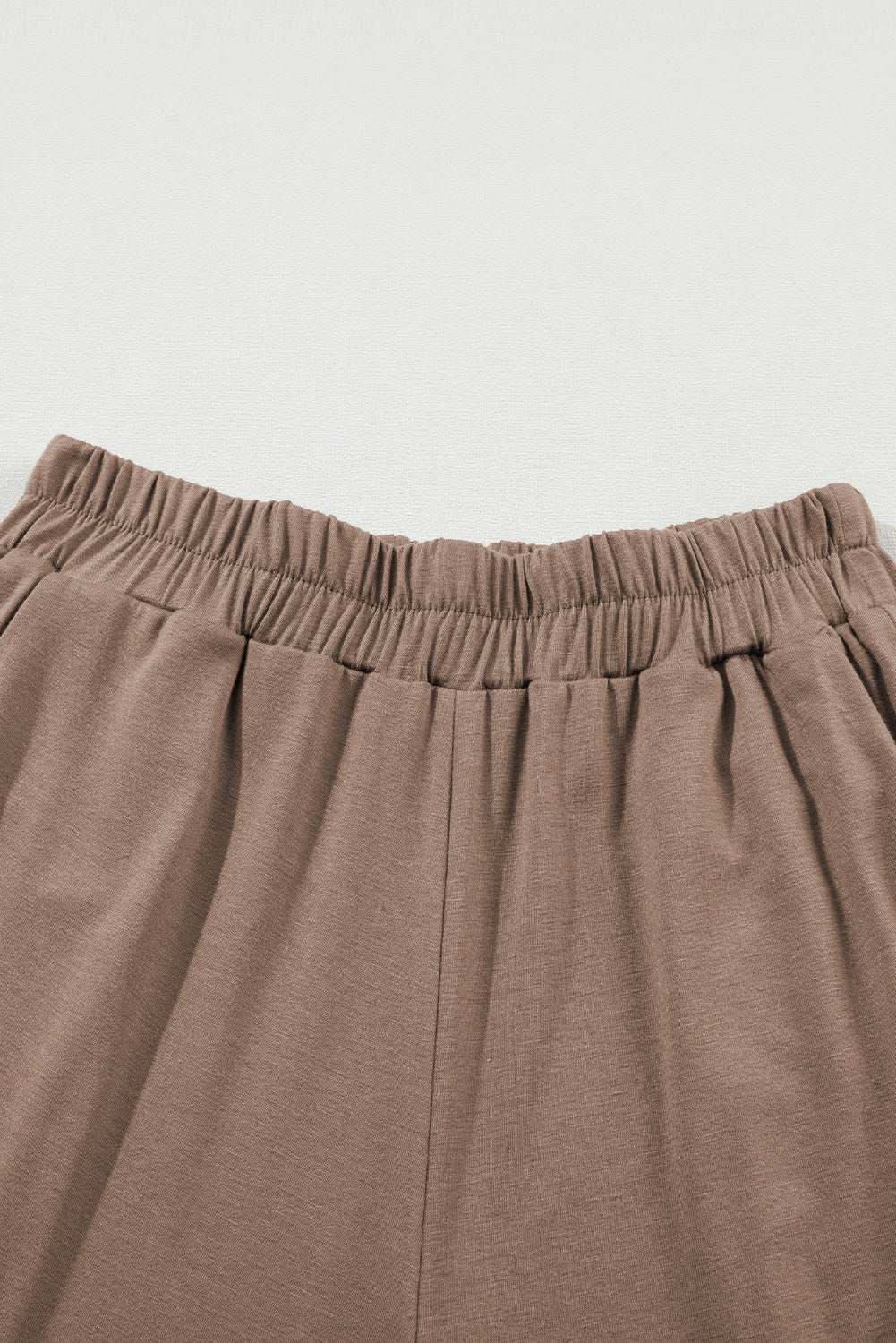 Smoke Gray Solid Color T Shirt 2pcs Wide Leg Pants Set - Love Salve